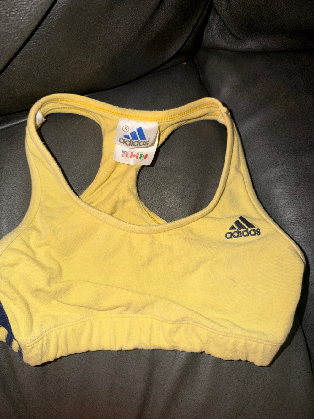 Small sized bra adidas Yellow Racerback Swim Bikini Top with Logo